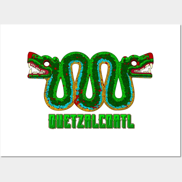 Quetzalcoatl Feathered Snake mexican ancient god art Wall Art by Drumsartco